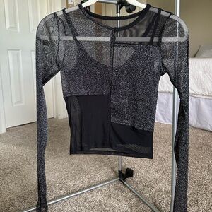 Sheer Black Mesh Long Sleeve Top